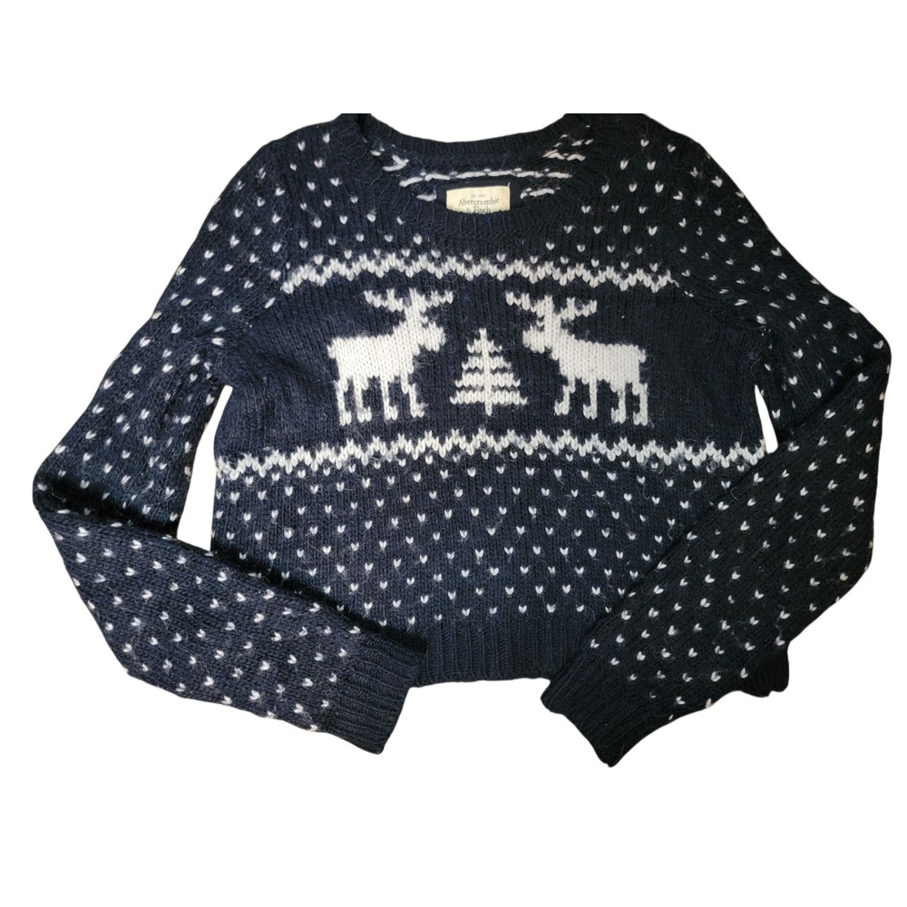 Abercrombie & Fitch Holiday Wool Sweater Moose S Small XS